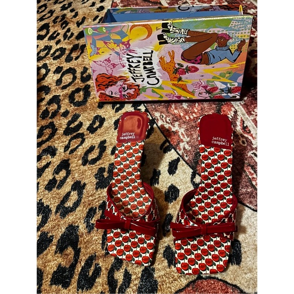 Jeffrey Campbell Red Cherry Print Women's Heels - Picture 1 of 5
